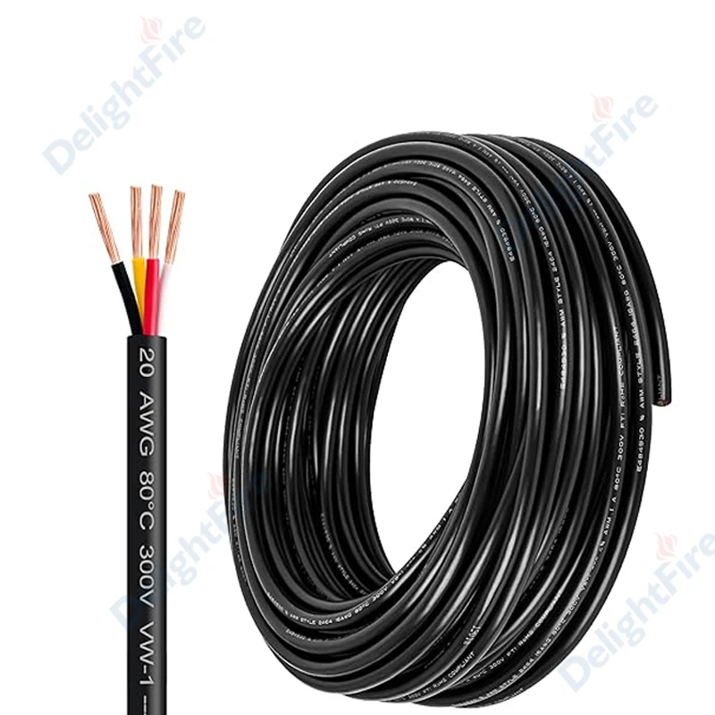 4 Core Wire MultiColor Sheathed Cable 28/26/24/22/20/18/16/14AWG Electronic Audio Wire For Speaker Audio LED Strip Automotive