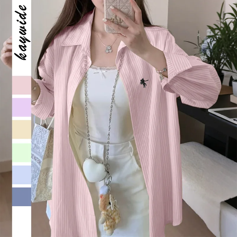 

Casual Vacation High-end Striped Long-sleeved Shirt Women's Autumn and Winter 2025