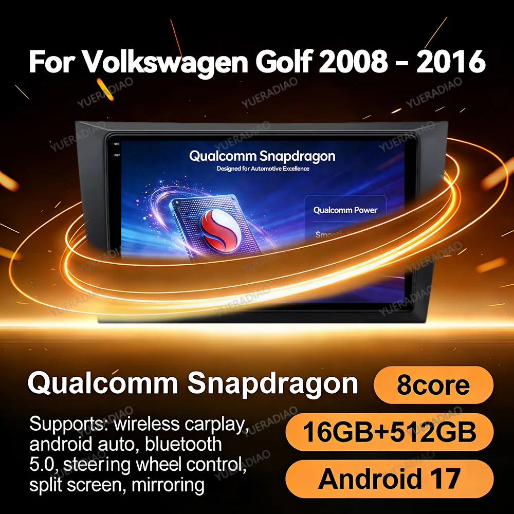 Android 17 Wireless Carplay Auto Car Radio For Volkswagen VW Golf 6 MK6 GTI R 2008 - 2012 Multimedia Stereo Video Player 4G WIFI