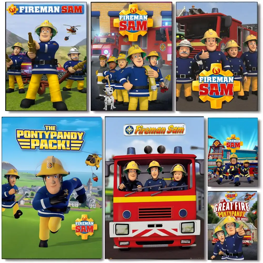 Kids Cartoon F-Fireman Sam Poster Wall art print art suitable for living room bedroom bar parlor home decor gift
