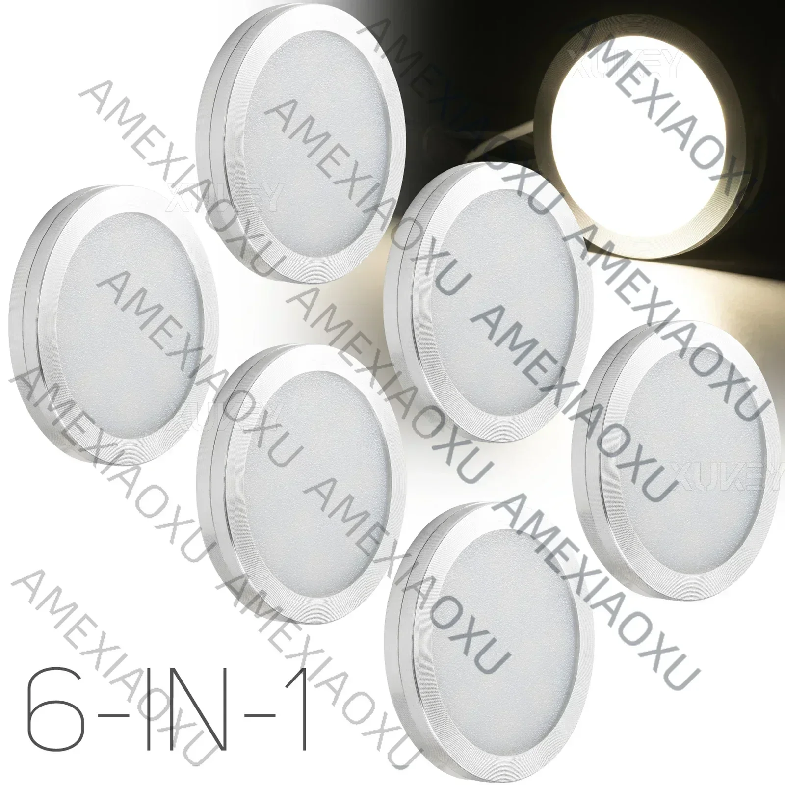 

12 В круглые внутренние светодиодные точечные светильники для VW T4 T5 Camper Van Caravan Motorhome Light 6 в 1 Nature White 4000K с регулируемой яркостью и дистанционным управлением