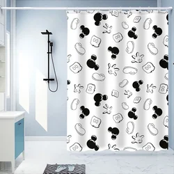 Mickey Minnie Mouse Shower Curtain Bathroom Waterproof Cartoon 3D Print Wash Bath Drapes with Hooks 180x200cm Size