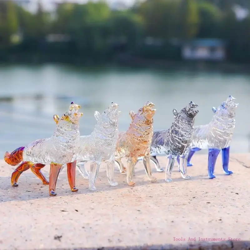 CRISTALES CABÍAS CRISTALES Glass Wolf Figurine Aullidos escultura animales C7AC