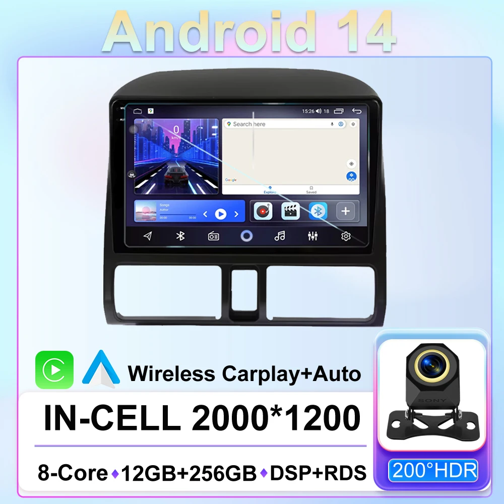 

Android 14 Car Radio For Honda CR-V CRV 2001 2002 2003 2004 2005 2006 Multimedia Video GPS Player BT Carplay 2 din Navigation