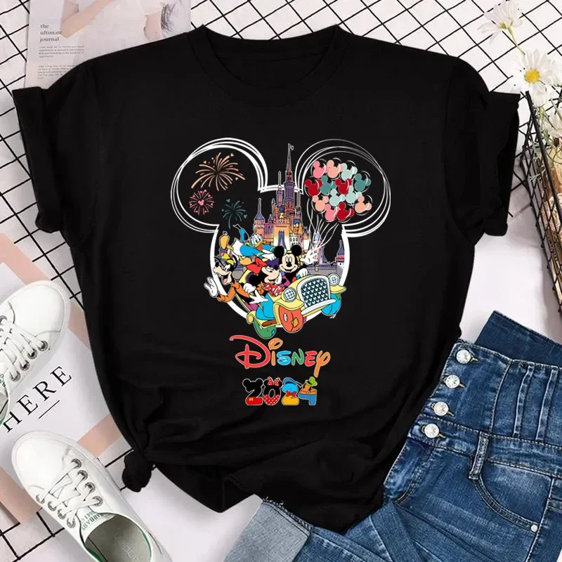 Children Cotton T Shirt Funny Disney Trip 2024 Micky Minnie Print Y2k Boy Girl Kid Clothes Short Sleeve Summer Baby Tees Tops