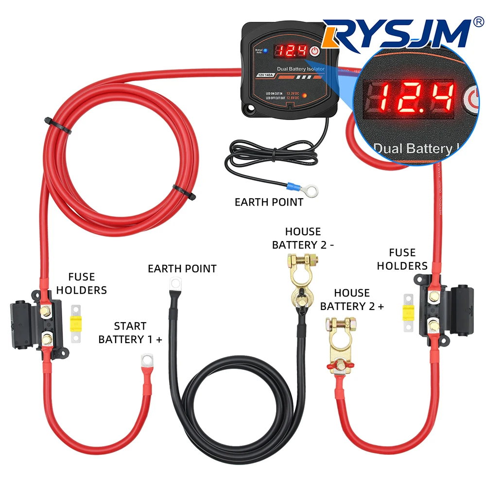 Battery Isolator Kit 12V 140A Voltage Sensitive Setting Split Charge Dual Car Relay Adjustable VSR Car Accessories AMP For Boats