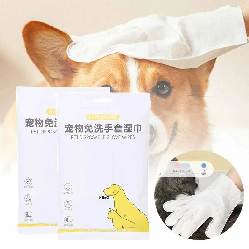 60PCS Pet Wash Free Handschuh Tücher Einweg Handschuh Handtücher Desodorierende Trockenreinigung Katzen und Hunde Nass Handtücher Heimtierbedarf Handschuh