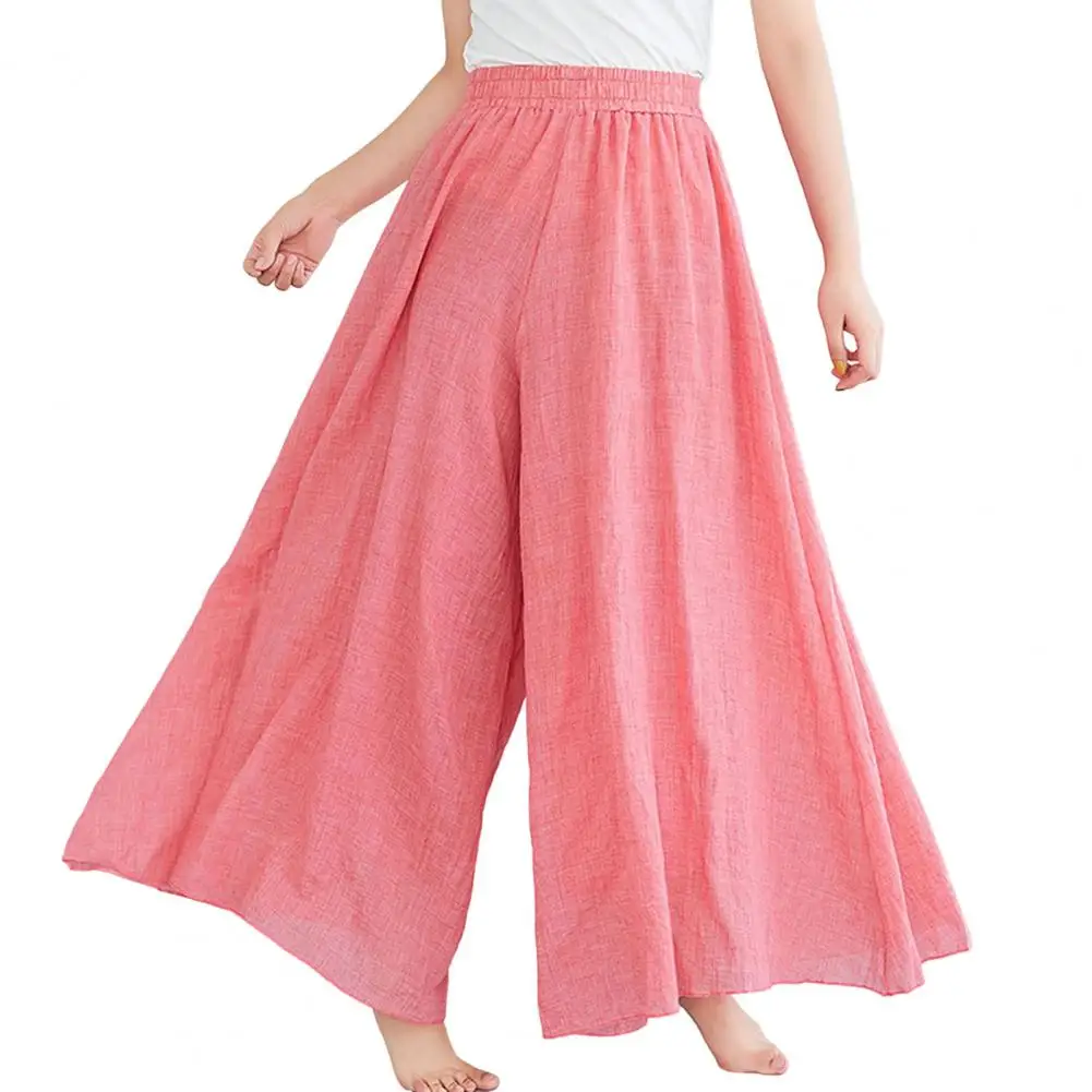 

Women Pants Culottes Wide Leg Double Layers Stage Show National Style Ankle Length Loose Trousers Female Clothes