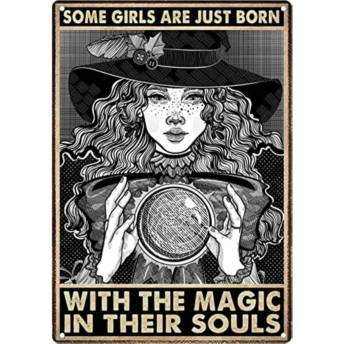 Vintage Witch Woman Black Art Poster Halloween Black Cat Plaque  Metal Tin Signs Wall Home Decor Bedroom Bathroom Room Coffee