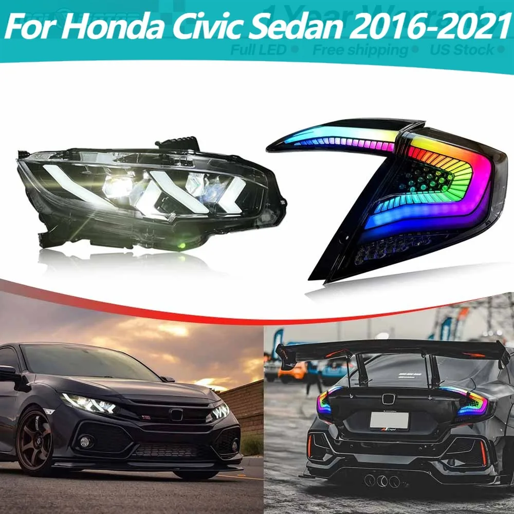 

Для Honda Civic светодиодные фары в сборе передние и задние задние фонари с динамическим седан 2016-2021