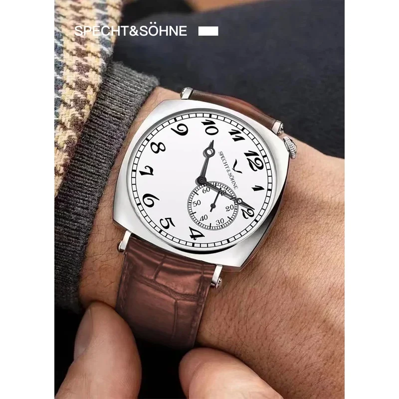

Мужские автоматические механические часы Specht & Söhne Classic 1921, винтажные часы с кожаным ремешком из сапфирового стекла, сталь 50 м, Waterpr
