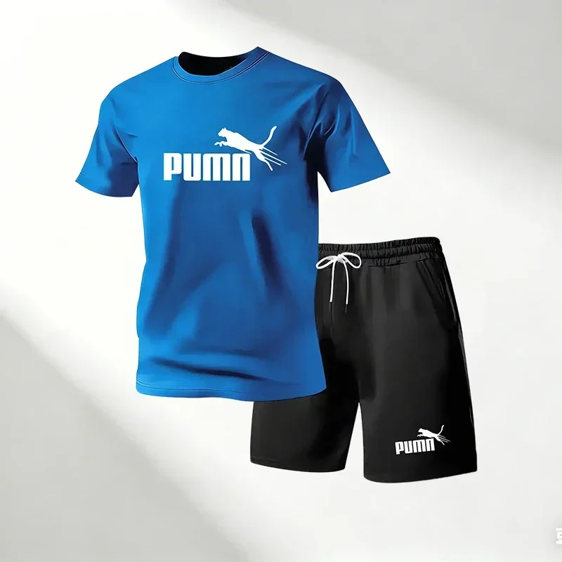 2026 special offer men's round neck short sleeved T-shirt set+quick drying sports shorts, urban casual fashion, suitable for hom