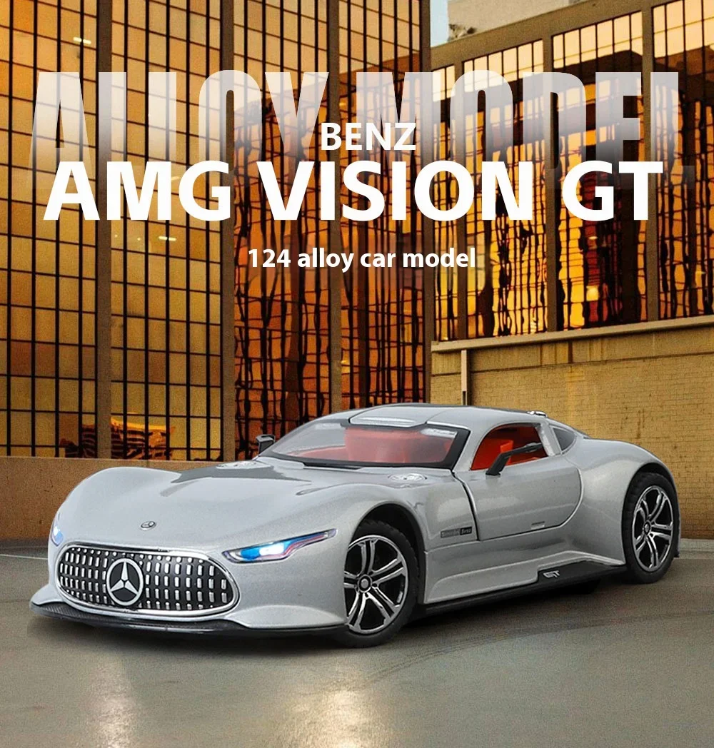 

1:24 Mercedes Benz AMG Vision GT New Concept Sport Car Alloy Metal Diecast Car Model Sound & Light Collect Hobby Decoration Gift