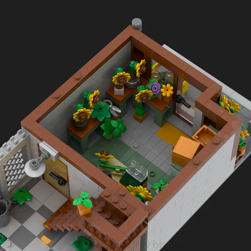 Moc Building Blocks The Sunflower Shop Technology Modular Bricks Model  Gifts Christmas Toys DIY Sets Assembly