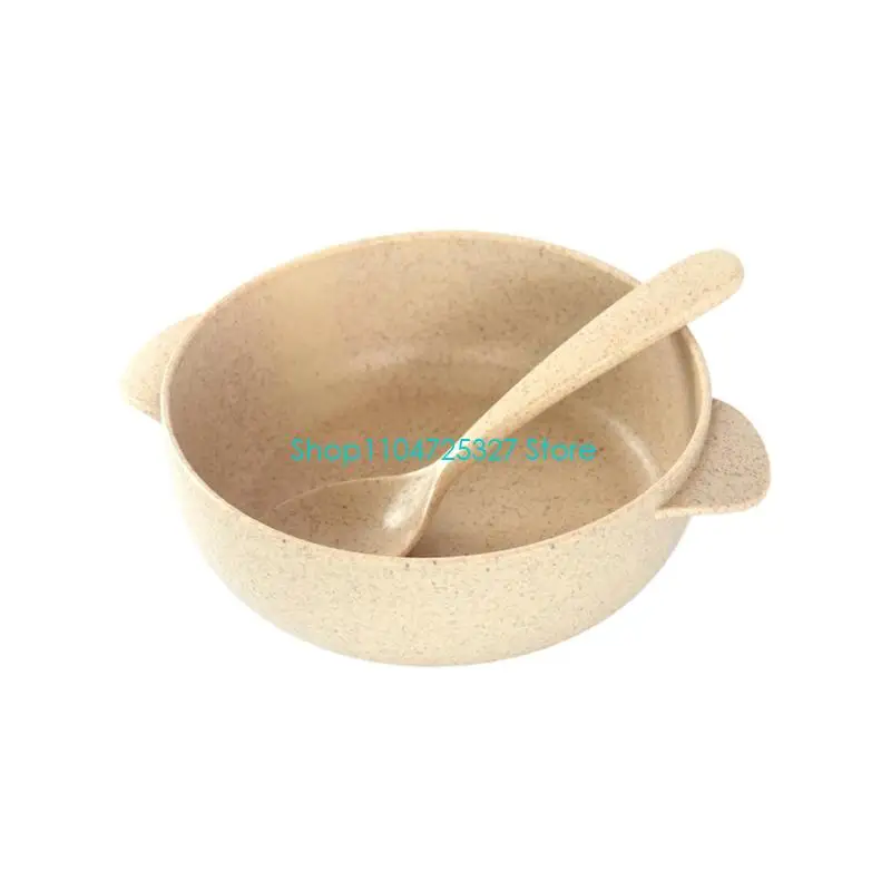 D8KF Unbreakable Wheat Fiber Bowl for Children Heatproof Kitchenware with Natural Design