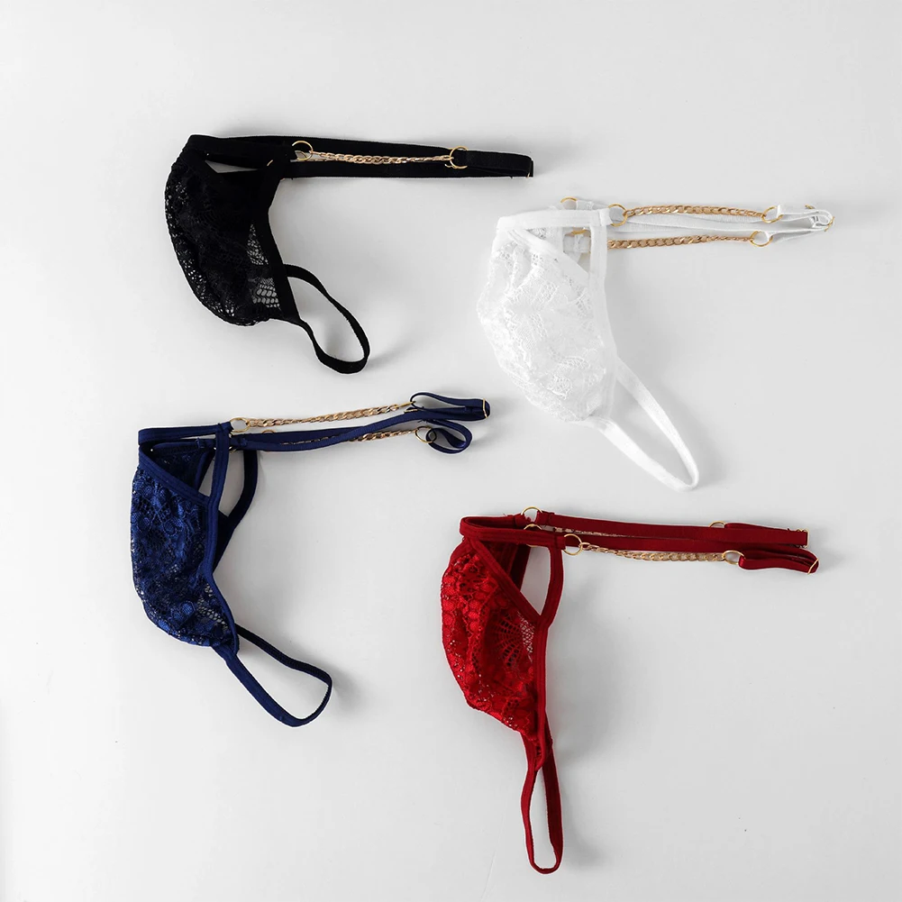 

Men G-String Bulge Pouch Thongs Lace Sexy Tоy Mens Underwear Low Waist Briefs See Through Underpants Men T-Back For Lingerie