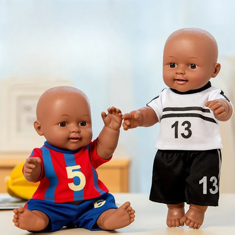 

30cm African girl with black skin, curly hair, long hair braids,life-like reborn doll toy