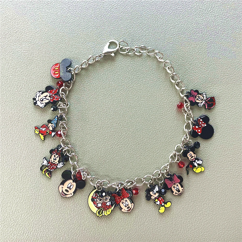 JYYH Fashion Disney Series Cute Mickey Mouse Mickey and Minnie Pendant Versatile Bracelet