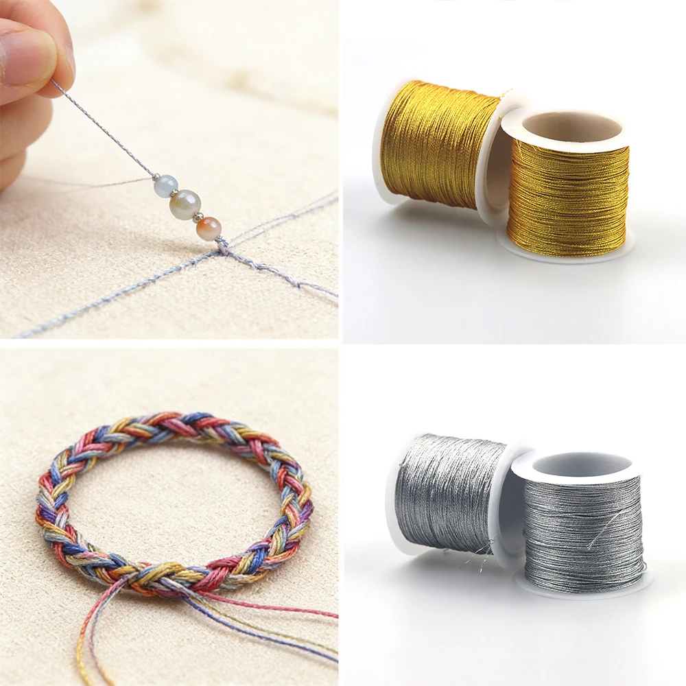Strands Gold and Silver Wire3-15Strand Metal Braided Thread Chinese Knot Rope Shiny Effect DIY Tassel Making Accessories