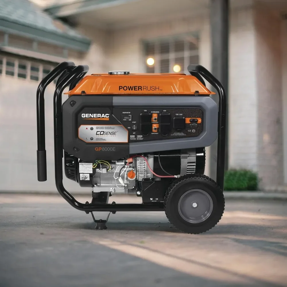 

GP8000E 8,000-Watt Gas-Powered Portable Generator - Electric Start with COsense - Powerrush Advanced Technology - Power for