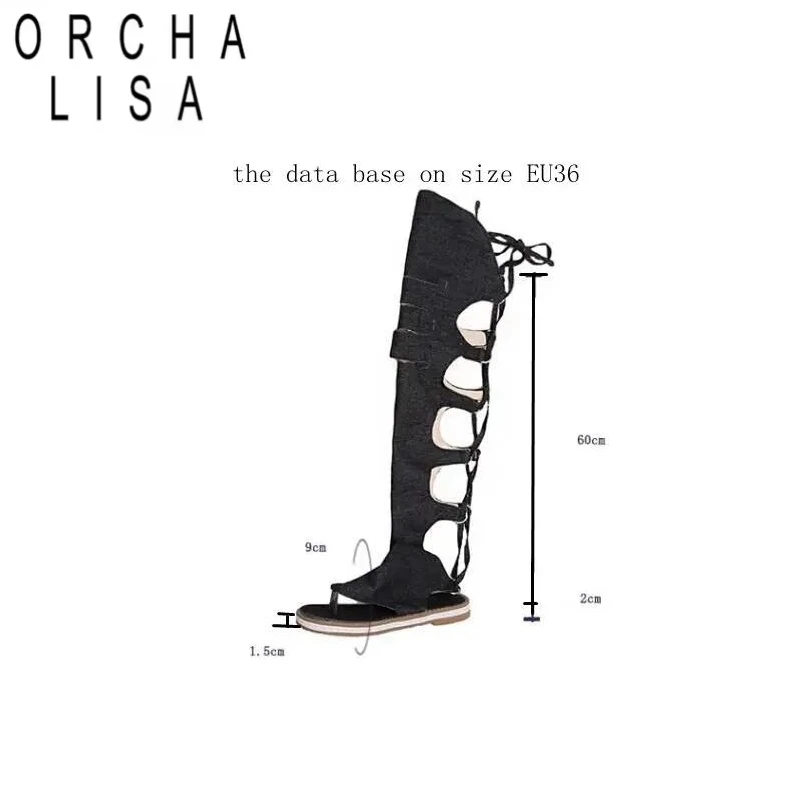 

Обувь ORCHA LISA, сандалии с клипсой на носок, синие джинсы, туфли на плоской подошве, женские летние ботильоны-гладиаторы, сандалии Mujer, размер 43