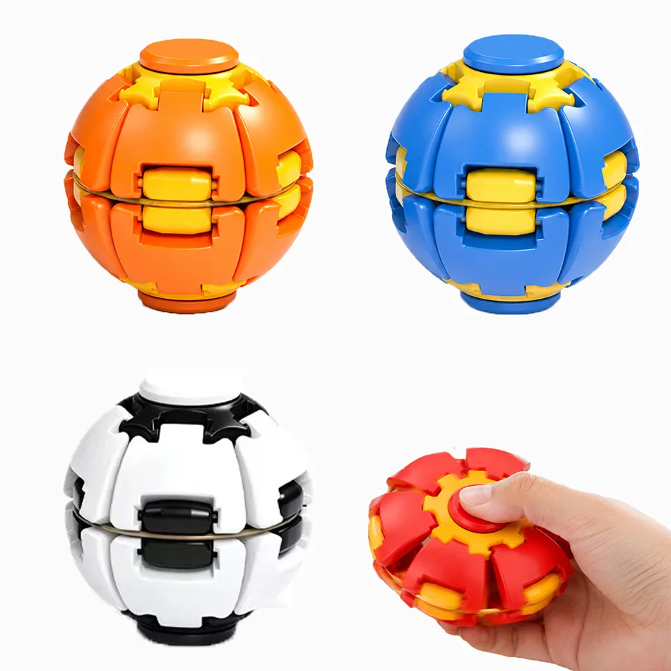 Press-to-Spin Ball Squeeze Toy New Creative Stress Relief Finger Fidgeting Toy Kid Adults Anxiety Relief Stress Sensory Toy