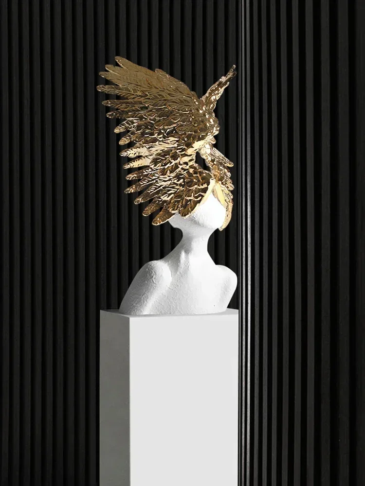 Abstract Angel Wings Resin Figure Sculpture Decorative Ornament Model Room Living Room Creative Art Home Accessories