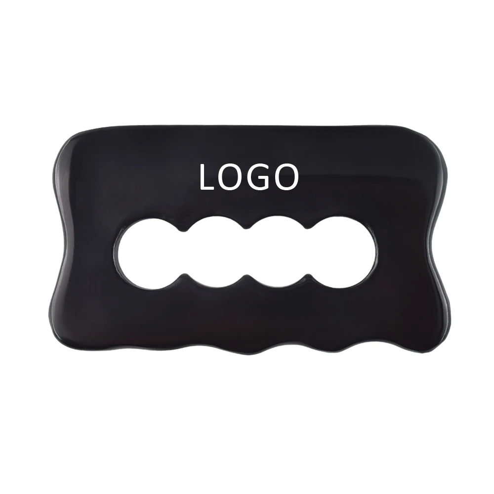 Zenjoy Bian Gua Sha Facial/Body Massage Tool-9-Edge 3D Stone Ridges Gentle Scraping Black Hot Oval Shape Home & Commercial Use