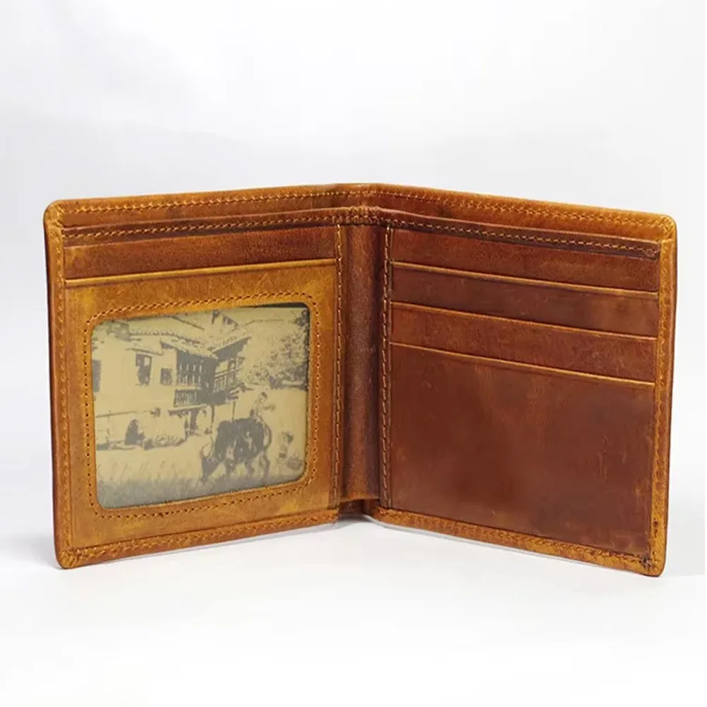 Horse 3D Embossed Leather Wallet Men Vintage Vertical Cowhide Bifold Purse RFID Blocking Slim Retro Equestrian Gift for Male
