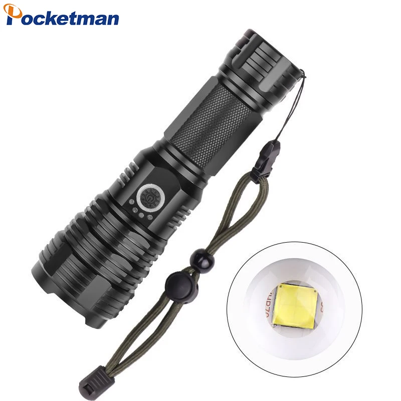 

Powerful LED Flashlight 5 Lighting Modes Rechargeable Flashlights Telescopic Zoom Torch Waterproof Flashlight