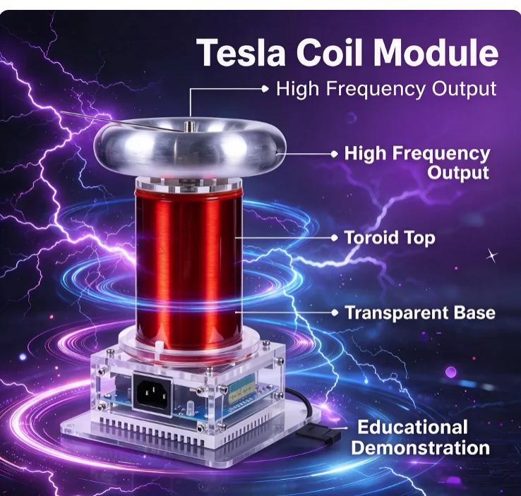 DIY Musical Coil Finished Unit High Frequency Generator Lightning Ignition Model Driver Board Science Experiment Kit
