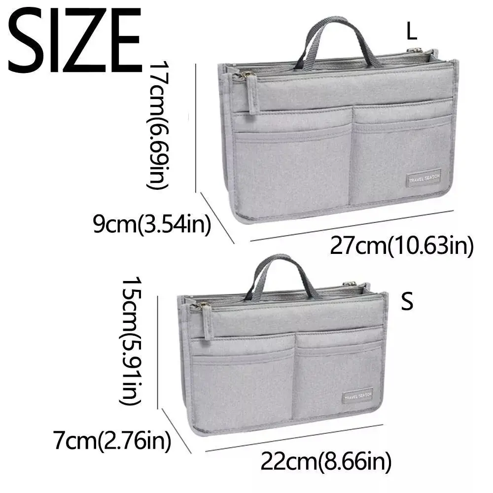 Portable Polyester Travel Toiletry Bag Waterproof Double Zipper Cosmetic Bag Bag Organizer Large Capacity Insert Bag