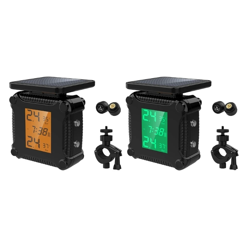 

Wireless Tire Pressure Monitoring System for Motorcycles with 2 Sensor Temperature Monitoring Alarm System