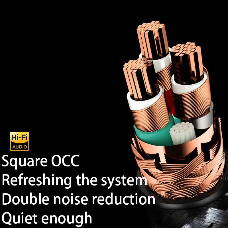 HiFi Power Cable High Quality Square OCC HiFi EU/US/AU Version Power Cord Gold Plated Plugs for CD Amplifier Filter CD