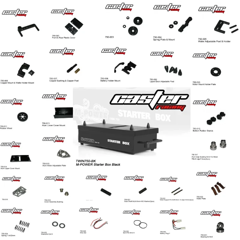 Caster Racing 750 motor Nitro RC Starter Box Belt Spring Motor Mount Holder Plate Rubber Wheel Plastic Cover Accessories