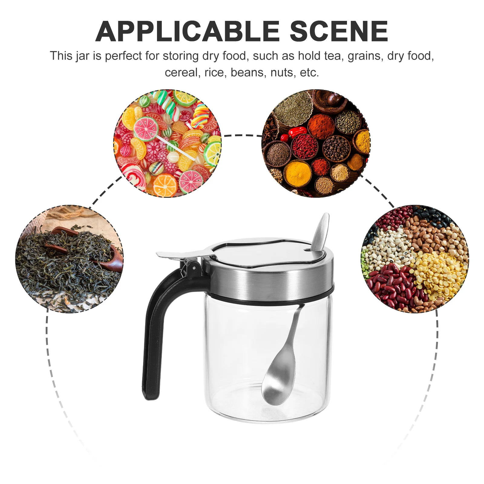 

1Pcs Spice Storage Box Glass Seasoning Jar Set Kitchen Herb Container Clear Jar for Salt Pepper and Spices