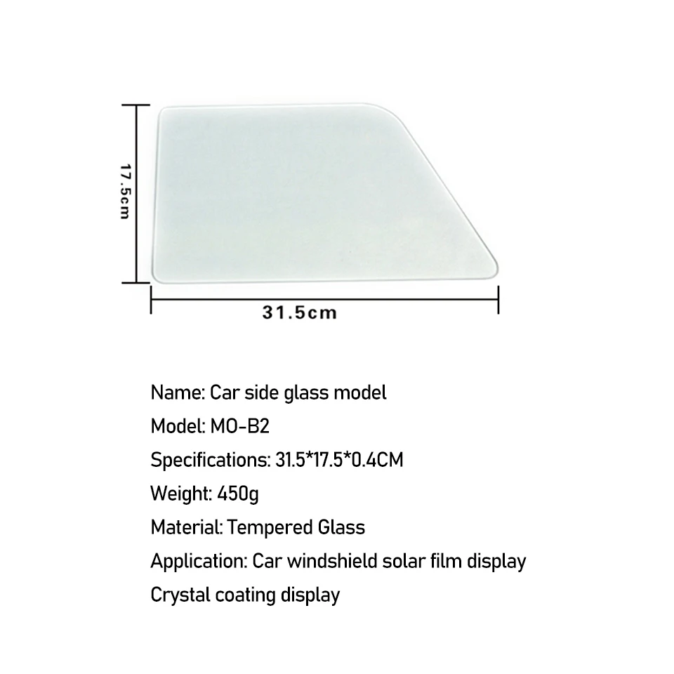 31x17cm Window Tint Display Panel - Tempered Glass Mini Car Door for Showcasing Tint Shade Differences MO-B2