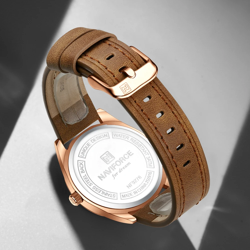 NAVIFORCE Fashion Luxury Brand Sports Wristwatch for Men Waterproof Leather Band Analog Quartz Watch with Date Casual Male view 6