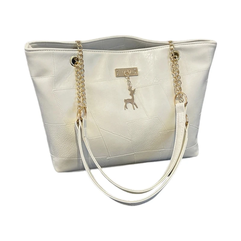 Crossbodytas met grote capaciteit voor dames, PU-leer, metalen hanger, schoudertas, verstelbare kettingriem, onderarmhandtas