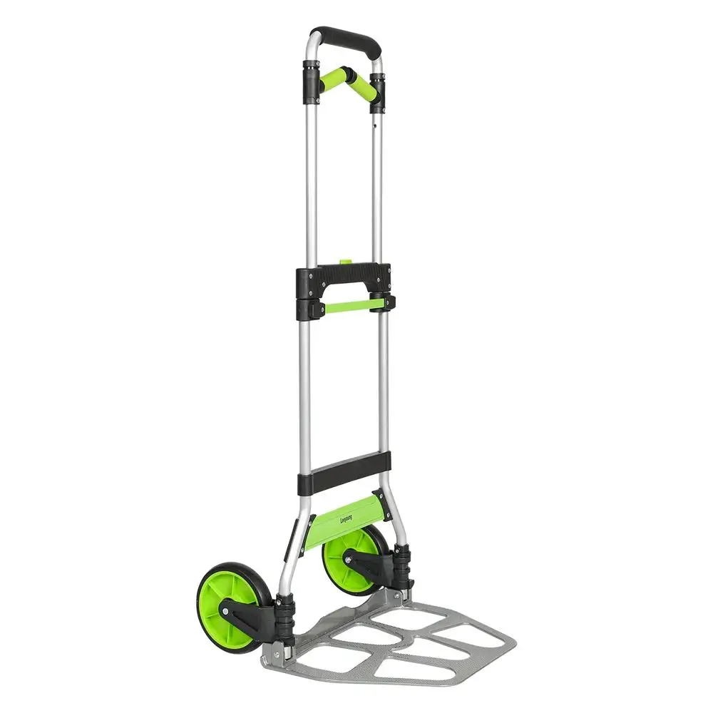 Folding Aluminum Hand Truck Dolly 309lb Capacity Telescoping Handle PP EVA Wheels Free Elastic Rope Easy Storage Smooth Rolling