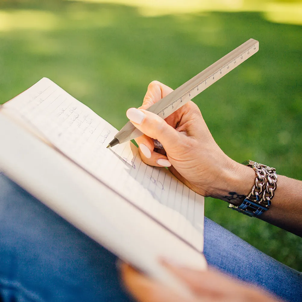 

10Pcs Handmade Wooden Ballpoint Pen Ruler Integrated Compact Lightweight School Office Supplies Writing Drawing Measuring Tool