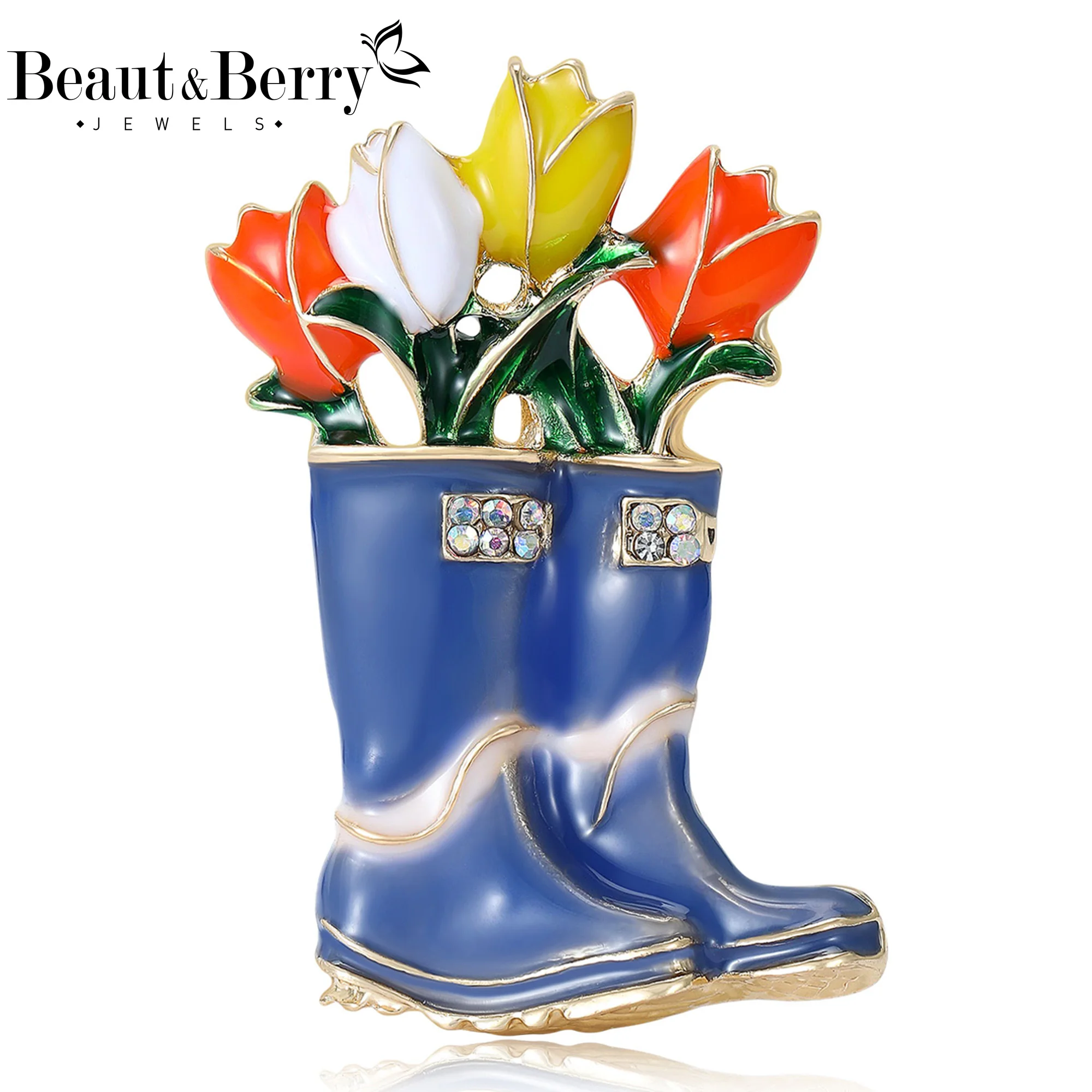 

Beaut&Berry Trendy Enamel Tulip Shoe Brooches for Women Unisex Plant Pins Casual Party Jewelry Accessories Gifts Decoration