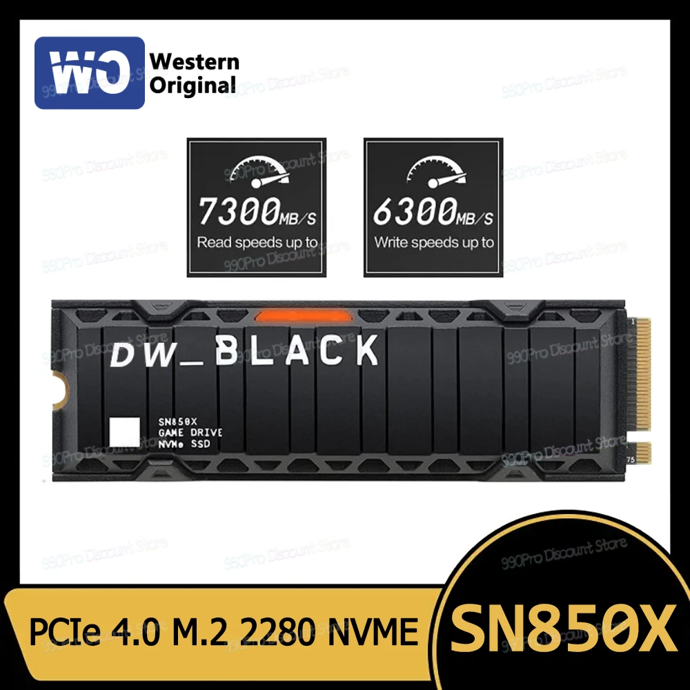 

BLACK SN850x 1TB 2TB 4TB 8TB M.2 2280 PCIe Gen 5 NVMe Internal Gaming SSD Solid State with Heatsink up to 7450MB/S read speed