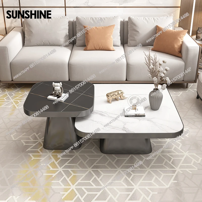 

Light luxury Italian minimalist home living room villa square size apartment TV cabinet combination