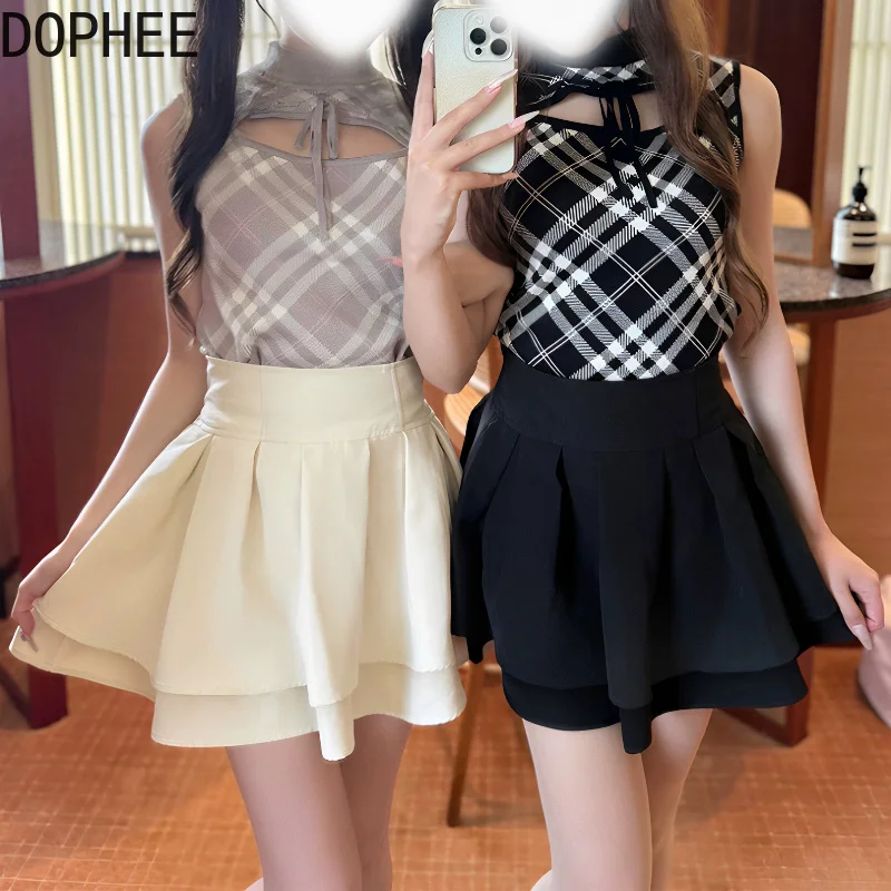 Japanese Solid Color Macaron Elastic High Waist Pleated Skirt New Spring Summer Spice Girls Age Reduction Mini A-line Skirts