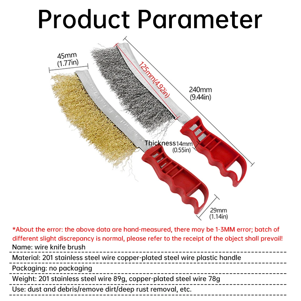 Multi-function Tool Wire Brush Copper Plated (Stainless Steel Brush, 1PCS) Long Handle Kitchen Grill Special Plate Rust Removal