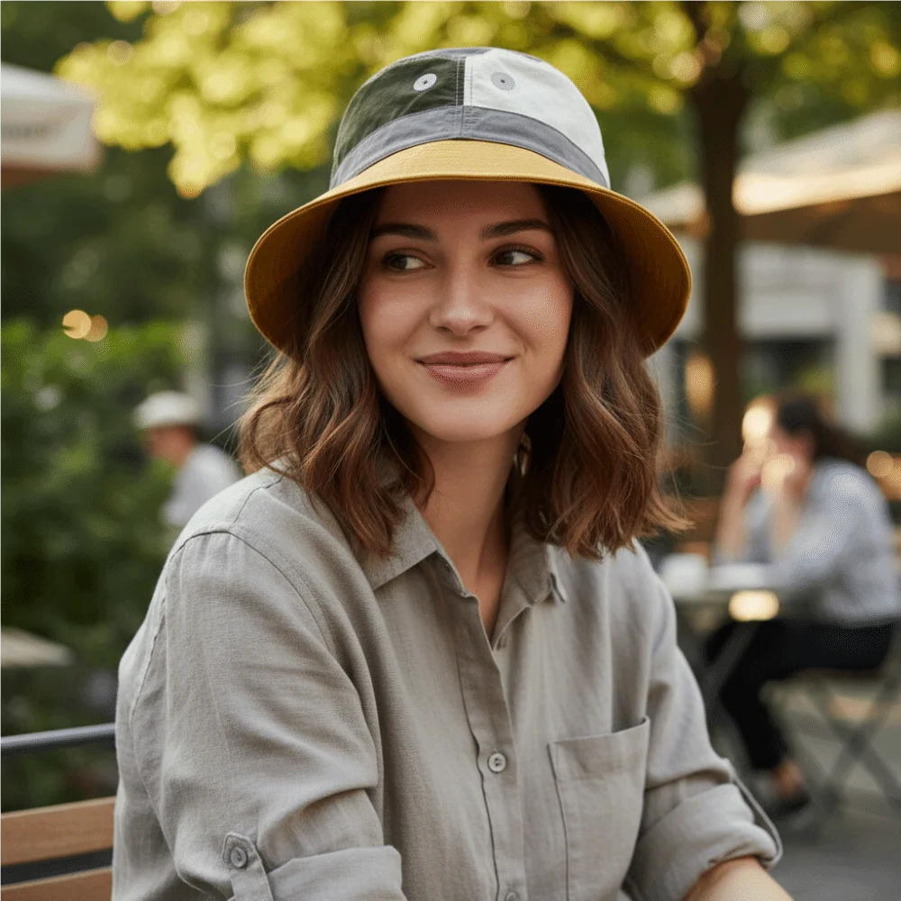 Casual Breathable Quick-Dry Bucket Hat Folding Light Thin Fisherman Hat Anti-UV Patchwork Sun Protection Cap Travel
