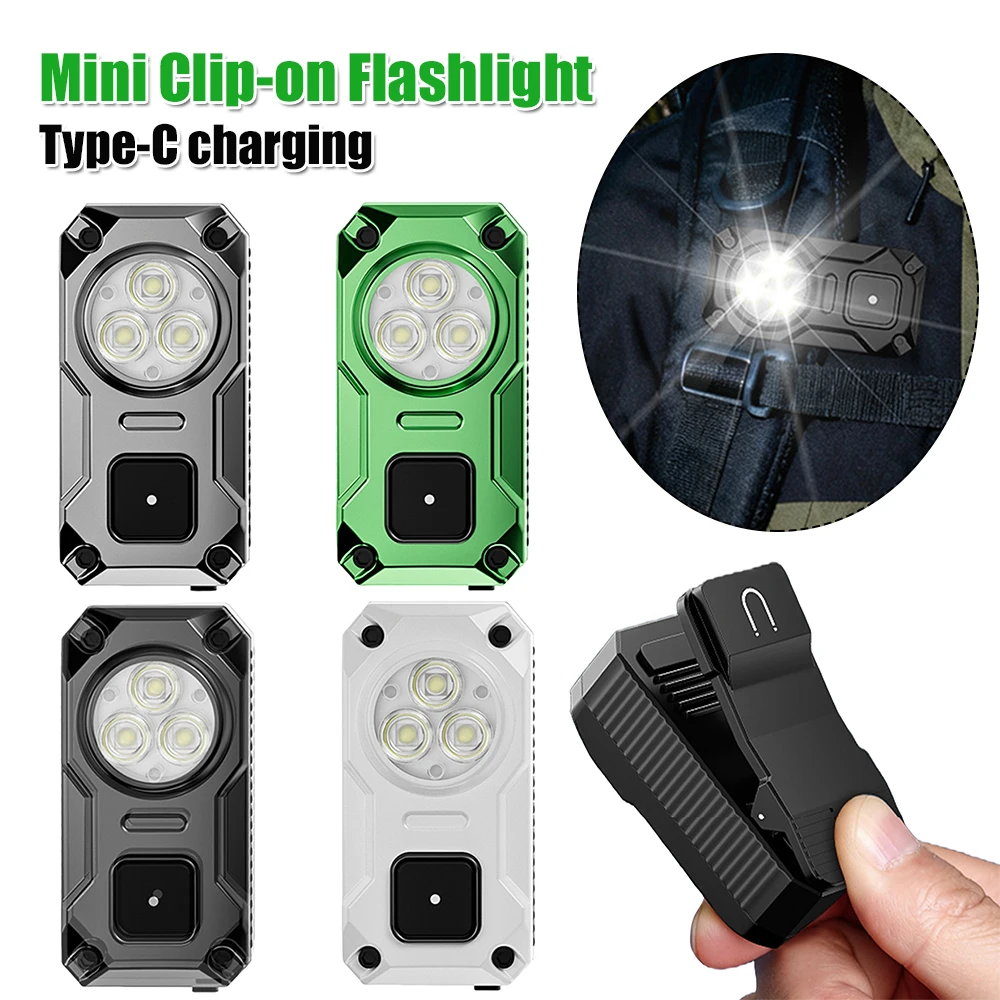 

Hands-Free Magnetic Small Pocket Light 1200mah Rechargeable Portable Emergency LED Flashlight Repairs Collar Clip Lamp