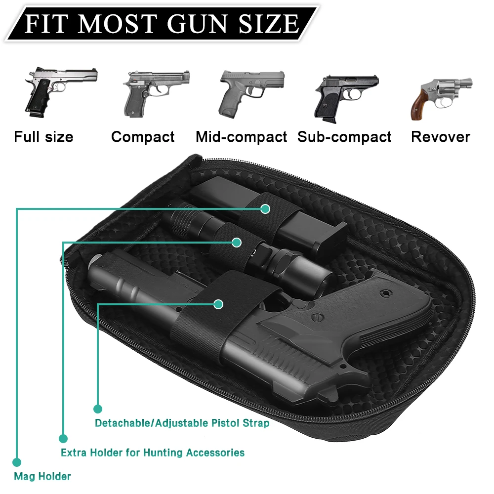 Concealed Carry Gun Bag Soft Sling Shoulder Bag Pistol Case Fanny Pack Waist Belt Firearm Bag with Holster for Handgun Pistol