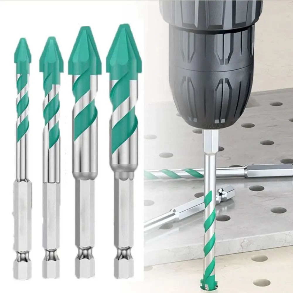 Ultra-High Hardness Sawtooth Drill Bit Serrated Skewed Head Four-Edged Tile Drill Bit 6mm to 12mm Sizes Hexagonal Shank